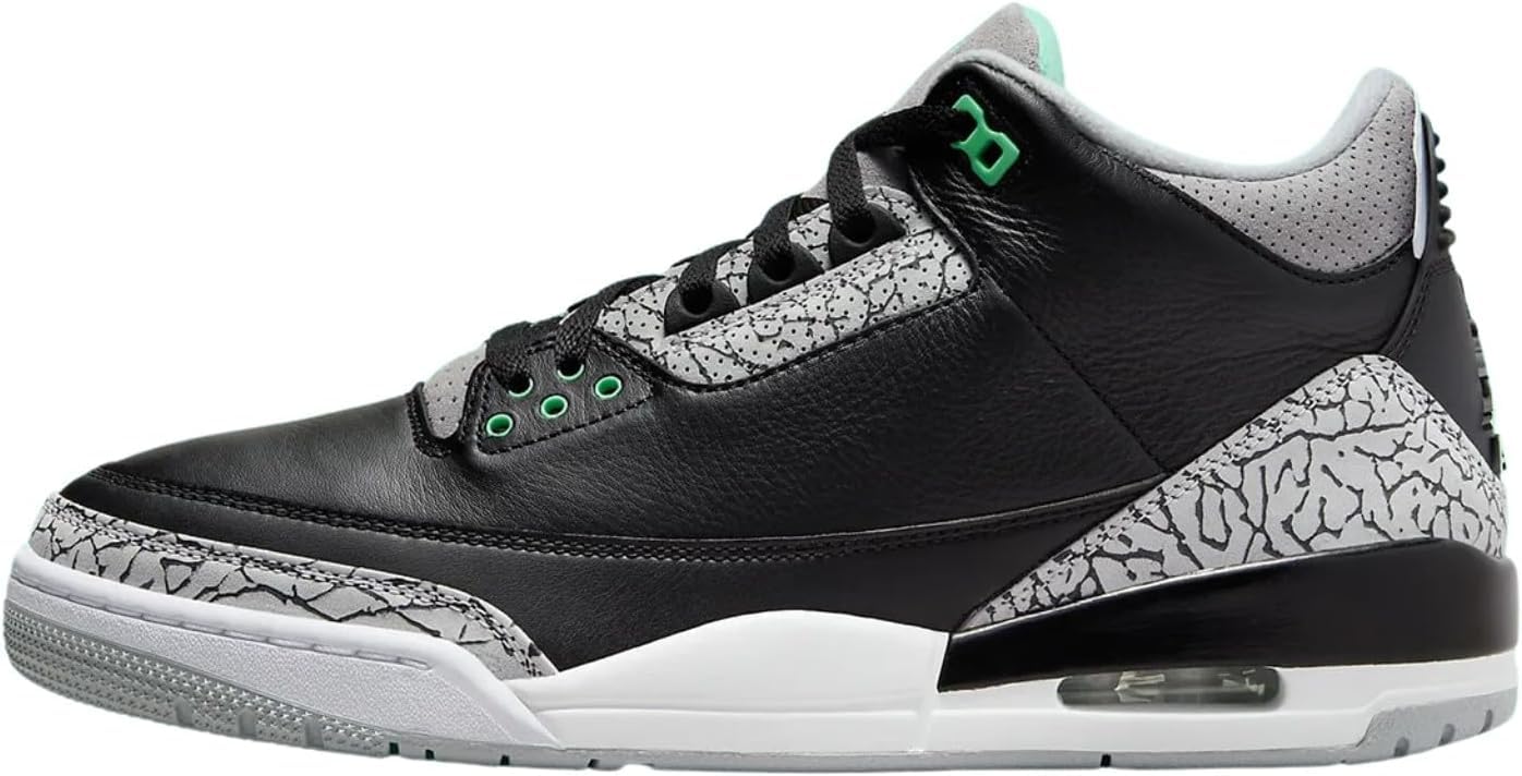 Nike Air Jordan 3 Retro Black/Green Glow Wolf-Grey (CT8532 031) - Size 7.5