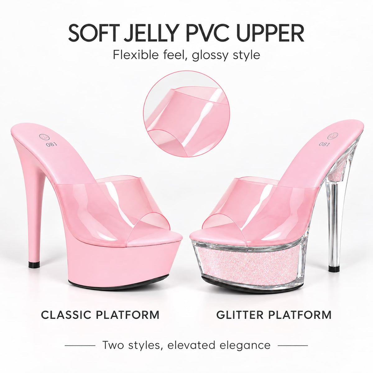 Sissy Crossdresser Clear Band Peep Toe Stiletto Prom Heels Sandals Sexy Transparent Straps Slip On Platform Super High Heeled Pole Dance Exotic Sandals Pumps Pink,