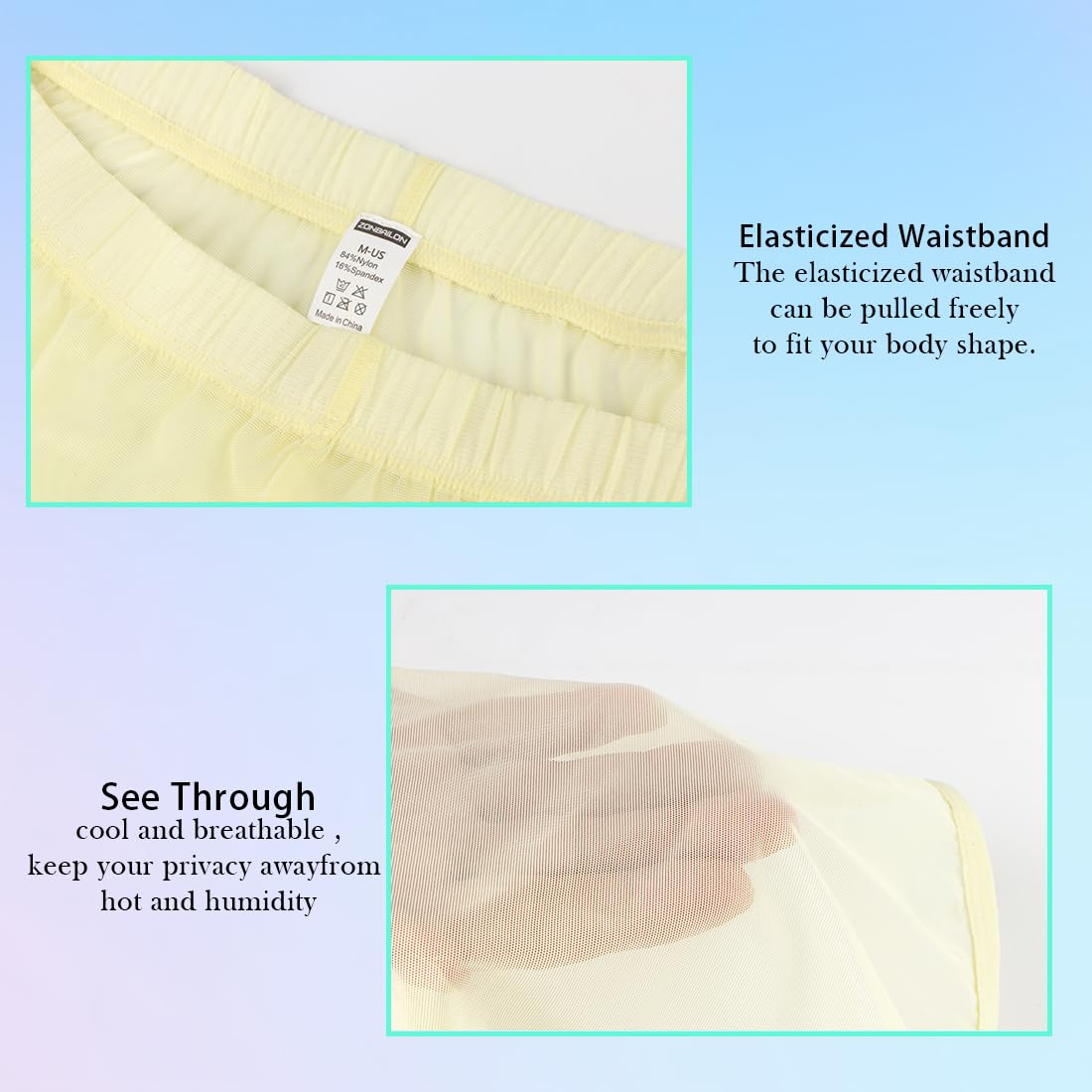 MUEBAIRES Men's Transparent Boxer Briefs Shorts Loose Split Side Mesh See Through Sexy Underwear 3XL 3 Pack