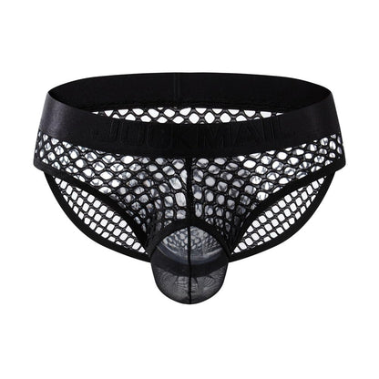 JOCKMAIL Men's Sexy Underwear Briefs Mesh Breathable Comfortable Low Rise Underwear for Men (US, Alpha, X-Large, Regular, Regular, Black)