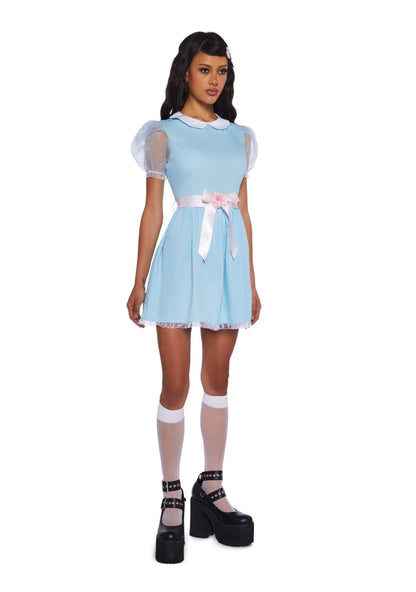 Dolls Kill Baby Doll Dress Outfit for Women- Scary Shining Twins Inspired Costume by Trickz N' Treatz - X-Small
