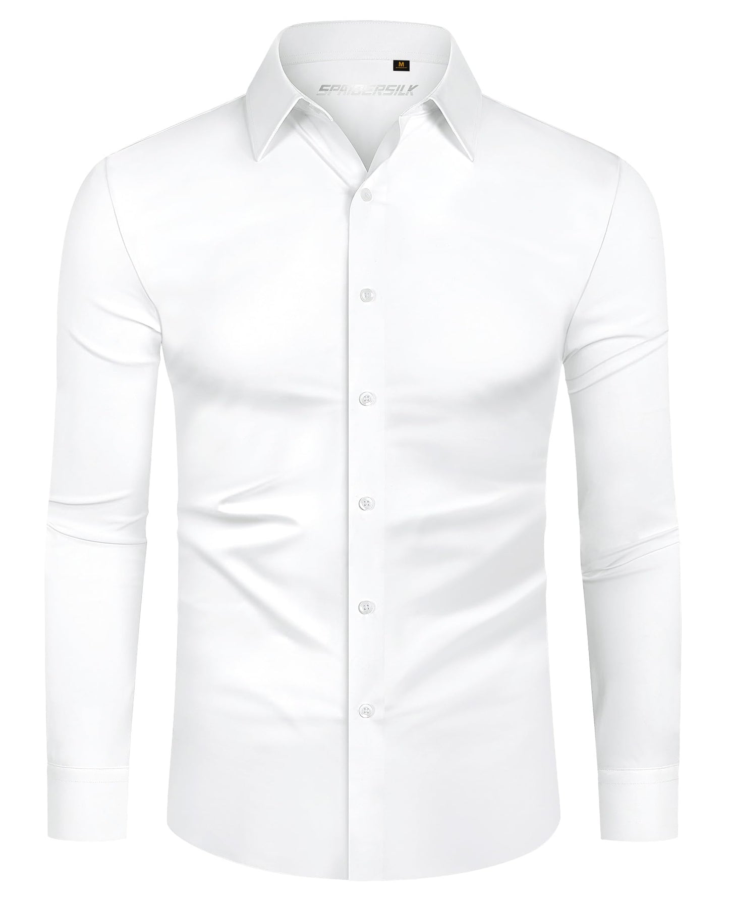Lion Nardo Slim Fit White Dress Shirt for Men Wrinkle Free Mens Dress Shirts Long Sleeve Tall Muscle Fit Button Up Shirt