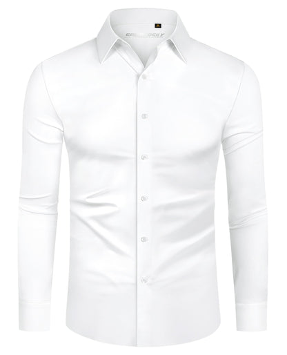 Lion Nardo Slim Fit White Dress Shirt for Men Wrinkle Free Mens Dress Shirts Long Sleeve Tall Muscle Fit Button Up Shirt