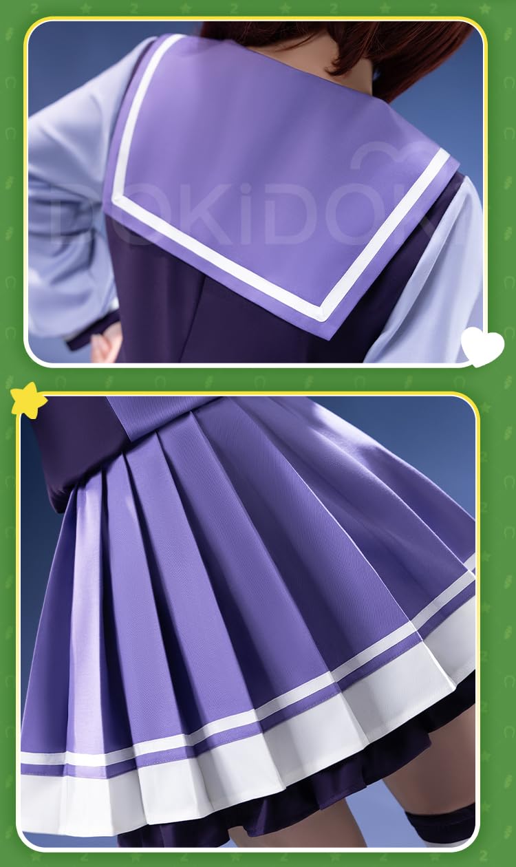 KIRA KIRA Anime Game Cosplay Costume Doki-R Winter Purple Uniform School Dress Long Sleeves Halloween Costume (XS)