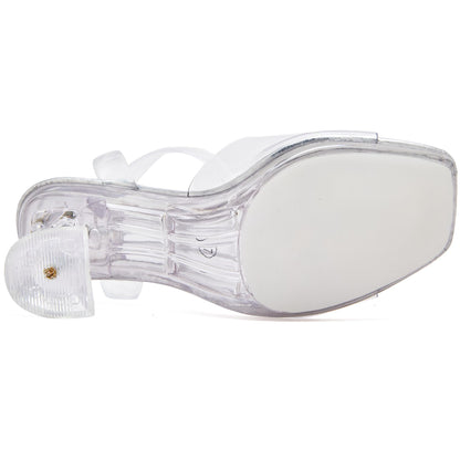 NBUUNBU Clear Ankle Strappy Heels for Women Sexy Transparent Straps Buckle Platform Kitten High Heel Comfortable Cinderella Shoes Stilletos Square Toe Sandals Mules Pump