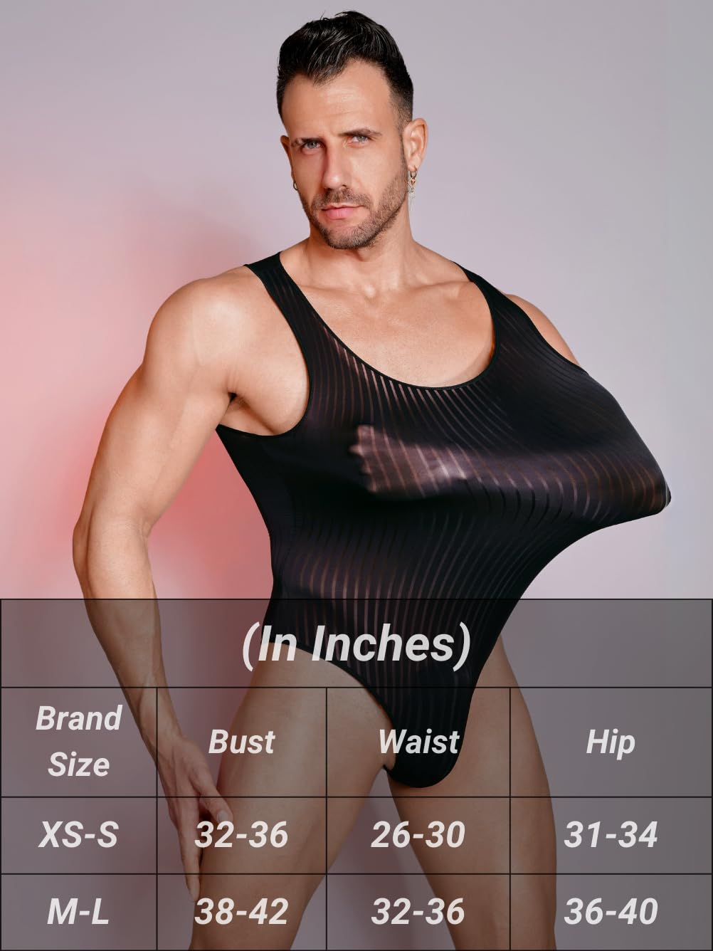 EHSUYAB Men's Sexy Lingerie, Ribbed Sheer Mesh Bodysuit, Shapewear Sissy Clothes Gay Club, Tank Top Muscle Suit Rave Outfits Black X-SMall Medium