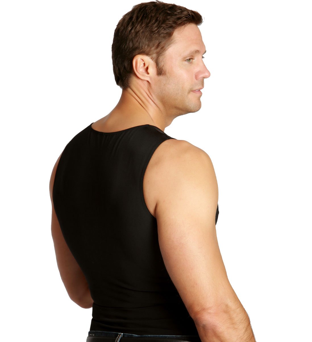 Insta Slim - Made in USA - 3 Pack - Compression Muscle Tank Top Body Shaper for Men. Tummy Control Slimming Shapewear Undershirt for Gynecomastia, Beer Belly & Back Support (Black, XL)