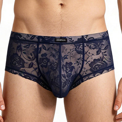 Men's Lace Bikini Briefs - Sheer Underwear Pouch Breathable Panties