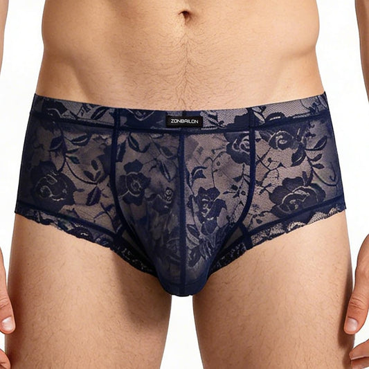 Men's Lace Bikini Briefs - Sheer Underwear Pouch Breathable Panties