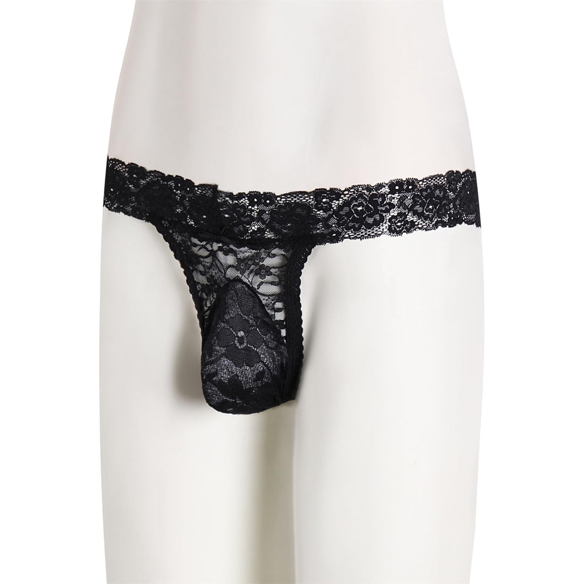 Gay Lace Frilly Sissy Panties Femboy Mens Thong Sexy Underwear Black