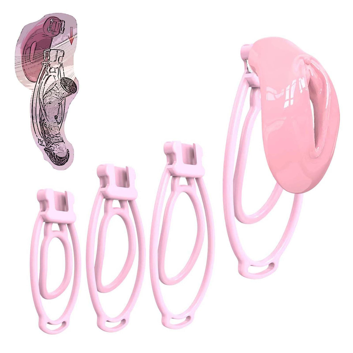 Male Soft Cover Clip Protective Cage, 3 Clips Cross Dressing Set for Men -A55CCUS (Pink：A)