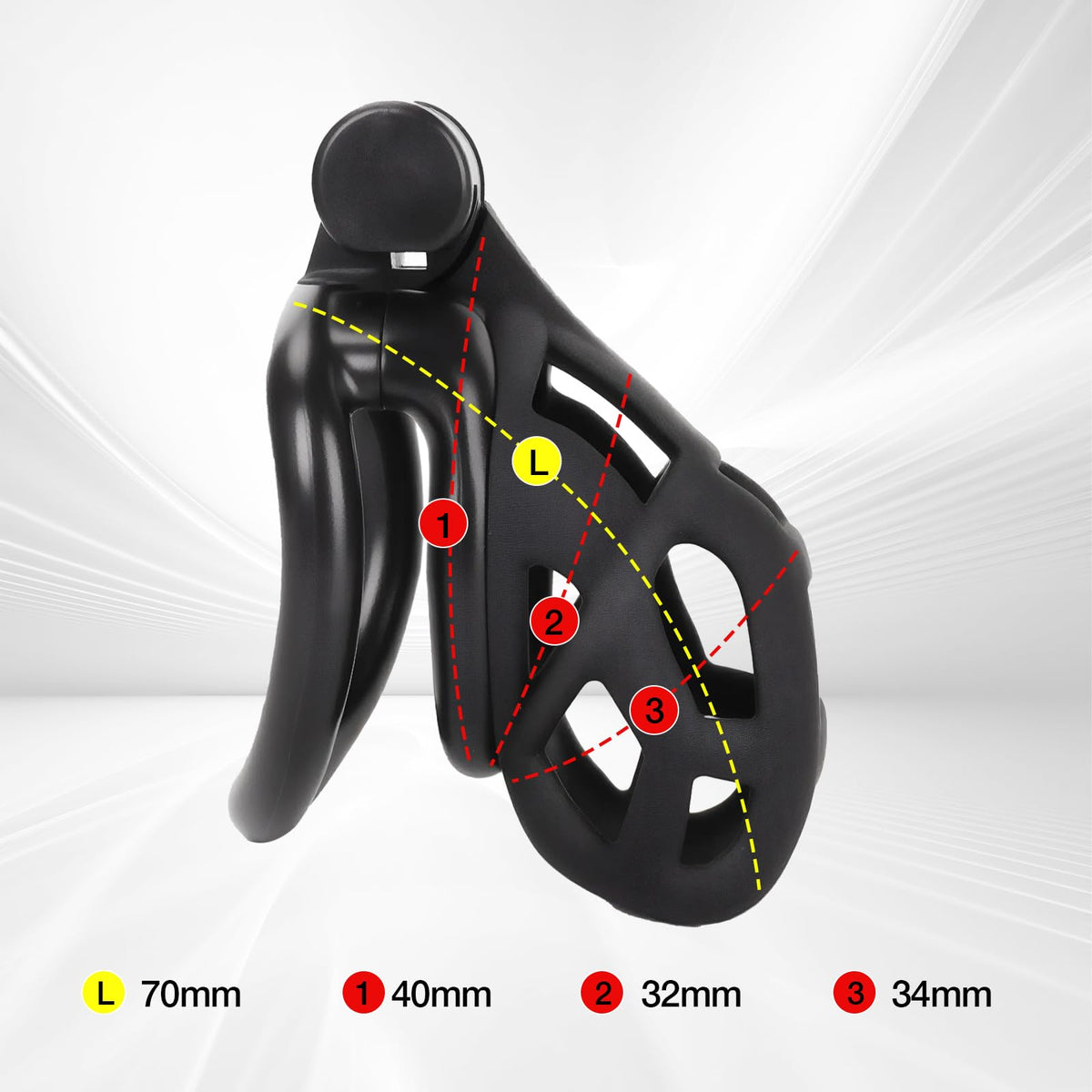 Male Chastity Cage Sex Toys with Elastic Belt Invisible Lock & 4 Ball Rings