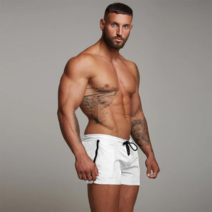 Redqenting Mens Swim Trunks Quick Dry Swimwear Zipper Pockets, Swim Shorts with Mesh Lining