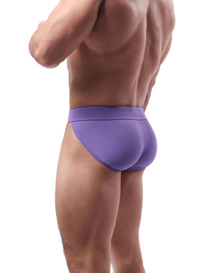 Summer Code Mens Underwear Briefs Low Rise Ribbed Bikini Underpants Cool Comfort Bulge Pouch Undies Briefs, Purple, Medium