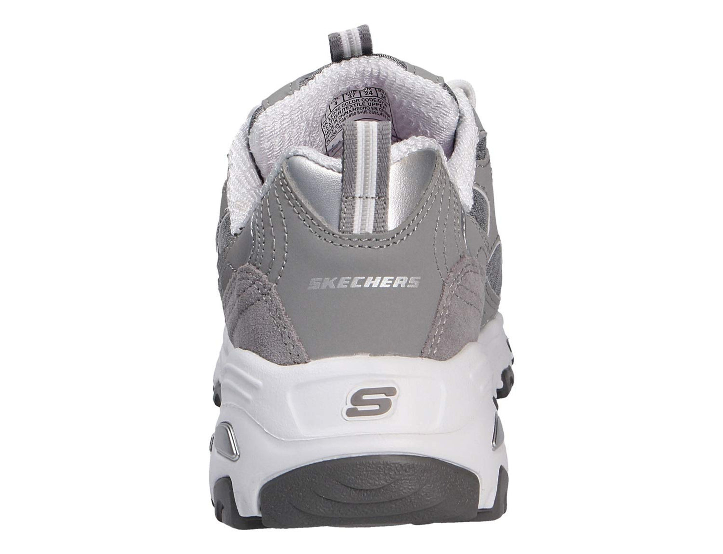 Skechers Women's D'Lites - Me Time Lace Up Fashion Sneakers, Grey / White, 8