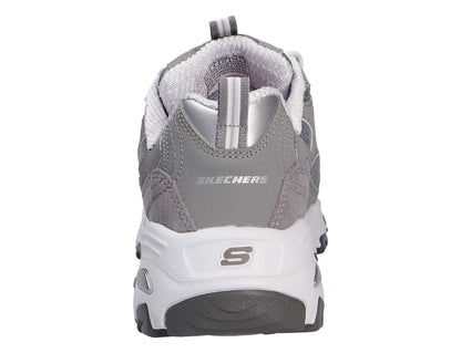 Skechers Women's D'Lites - Me Time Lace Up Fashion Sneakers, Grey / White, 8