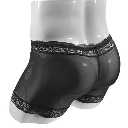 Men's Lace Boxer Briefs, Sheer Floral Lace Underwear, Breathable See-Through Trunks(black,one size)