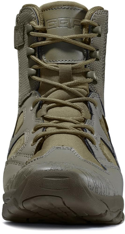 CQR Men's Military Tactical Boots, Lightweight 6 Inches Hiking Combat Boot Durable Breathable Outdoor Work Motorcycle Footwear, Patrol 6 With Zipper Soil Green, 11