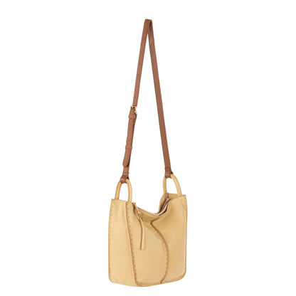 The Sak Los Feliz Crossbody Bag in Leather, Large, Lined Purse with Single Adjustable Shoulder Strap, Buttercup