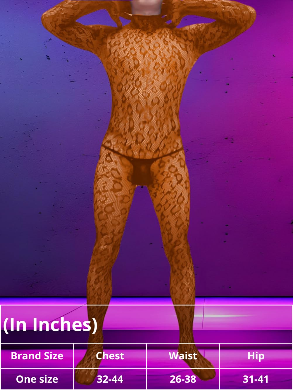 Rave Outfits For Men, Festival Party Clubwear, Leopard One Piece Full Lace Jumpsuit, Sexy Lingerie Costume Bodysuit One Size Brown