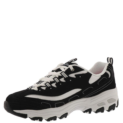 Skechers Sport womens D'lites Biggest Fan Memory Foam Lace-up Sneaker,Black/White,9.5 W US