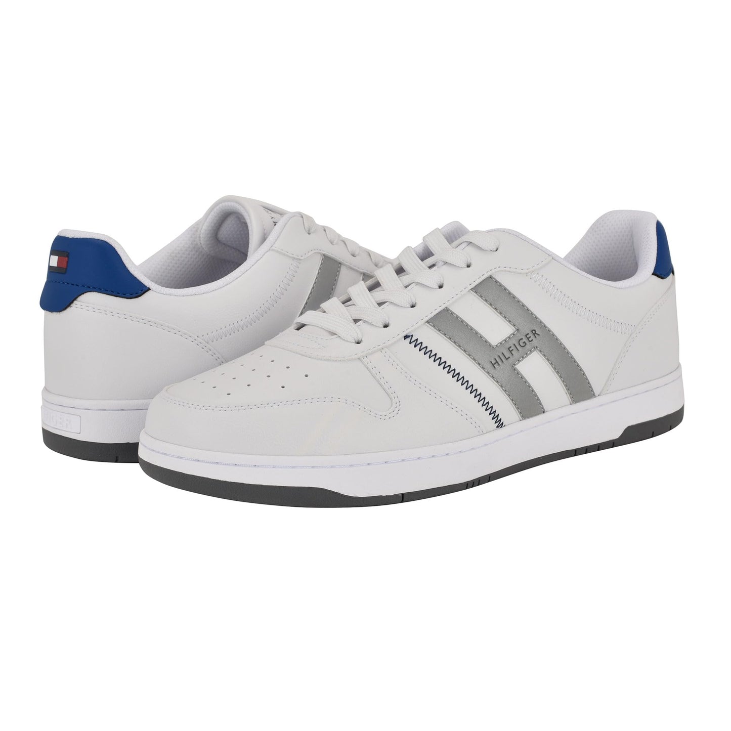 Tommy Hilfiger Men's Tilyas Sneaker, White/Silver/Blue 142, 13