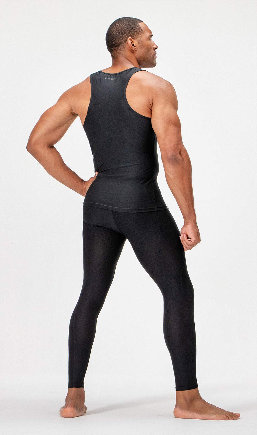 DEVOPS 3 Pack Men's Muscle Dry Fit Compression Tank Top (Large, Black/Black/Black)