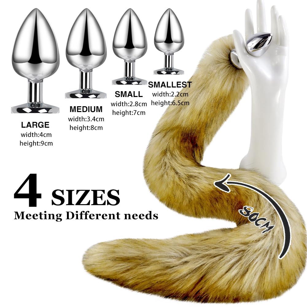 Butt Plug Fox Tail, Artificial Handmade Yellow-Brown Colour Tail, Detachable Multi-Function Vestibule Anal Plug Adult Products Cosplay Couples Erotic Games SM Toys-2.2CM Anal Plugs