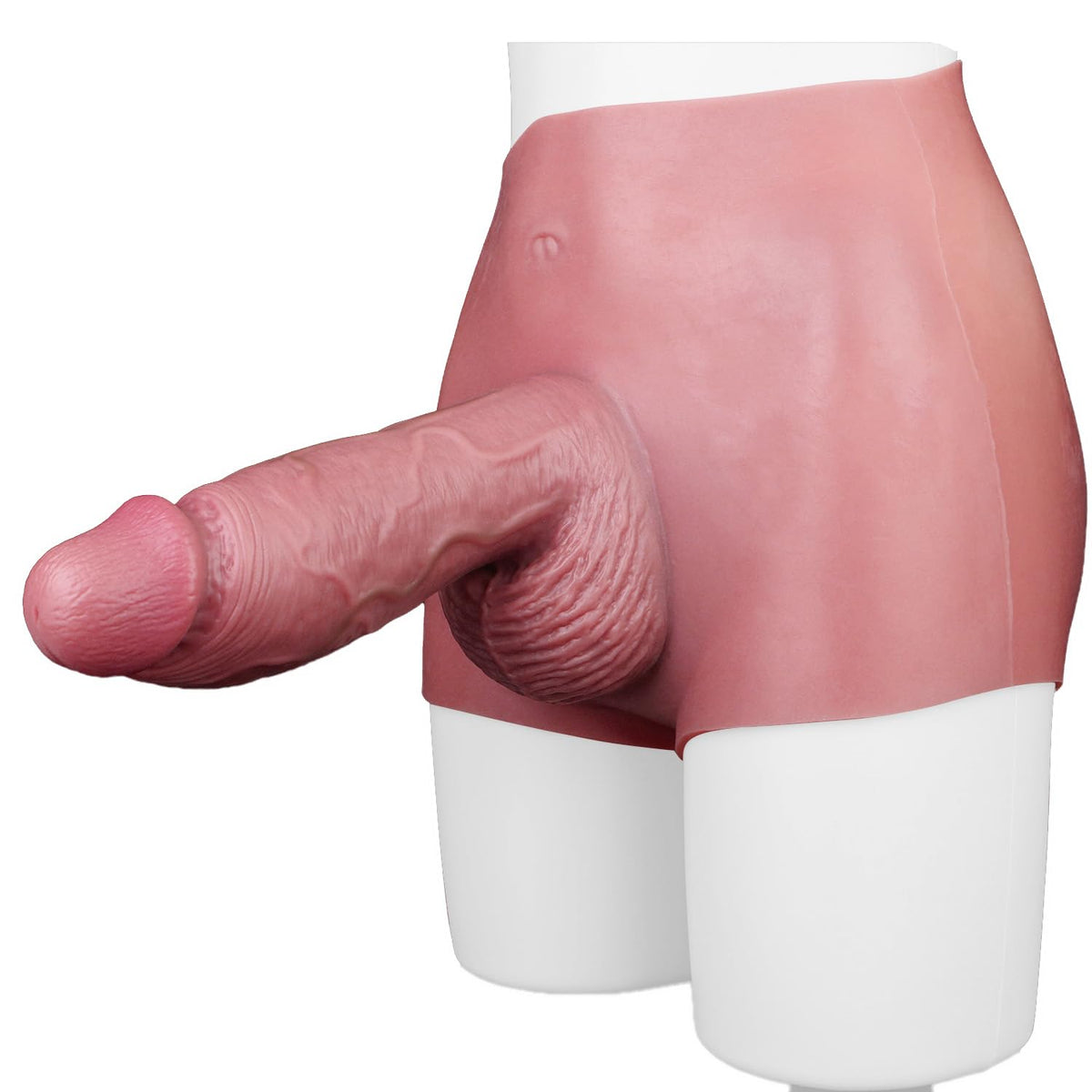 3.1 Inch Thick High Elasticity Silicone Stretchy Wearable Lifelike Realistic Strap On Dildo Panties, Huge Size Massive Adult Sex Toy for Men Couples Add Girth (Flesh)