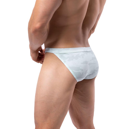 Summer Code Mens Bikini Briefs Low Rise Bulge Pouch Underwear Soft Lightweight Micro Mesh Underpants, Grey, Small