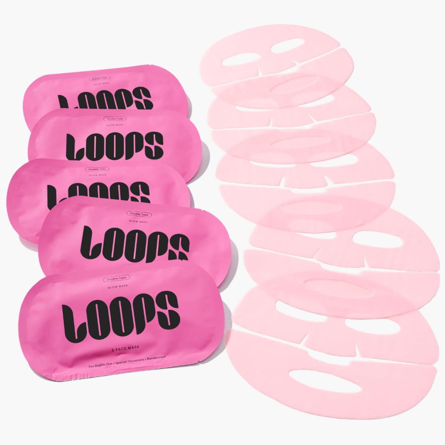 LOOPS DOUBLE TAKE - Glow Korean Hydrogel Face Masks - Calms and Soothes Skin - Refine Pores and Smooth for a Flawless Face - Hydrating Skin Mask Face Mask Leaves You Refreshed and Loumonus 5pc