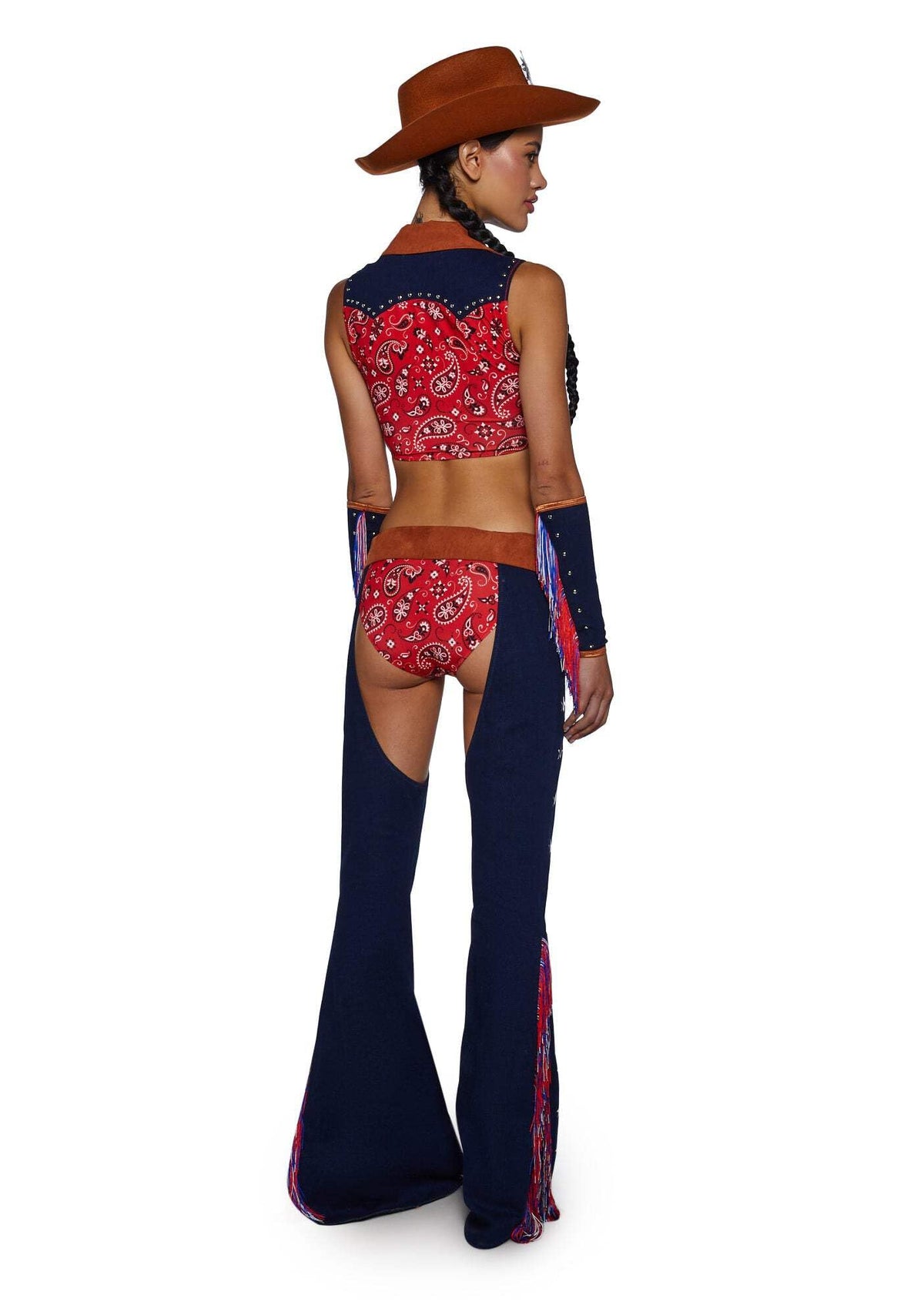 Rodeo Cowgirl Costume - Fringe Denim Suede Outfit by Trickz N' Treatz - Medium
