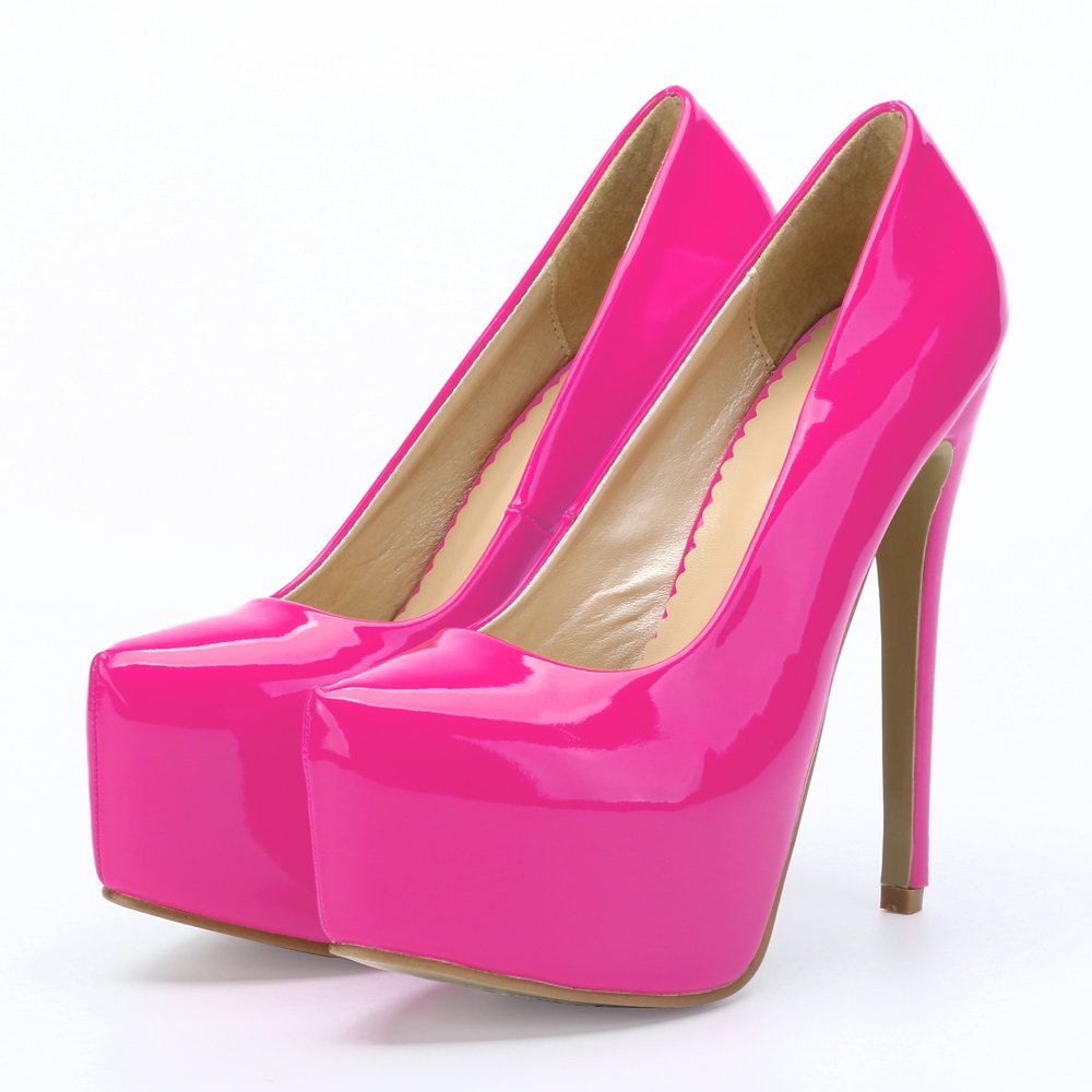 Men’s Pumps - Hidden Platform Stiletto High Heels Slip On Pumps - Hot Pink