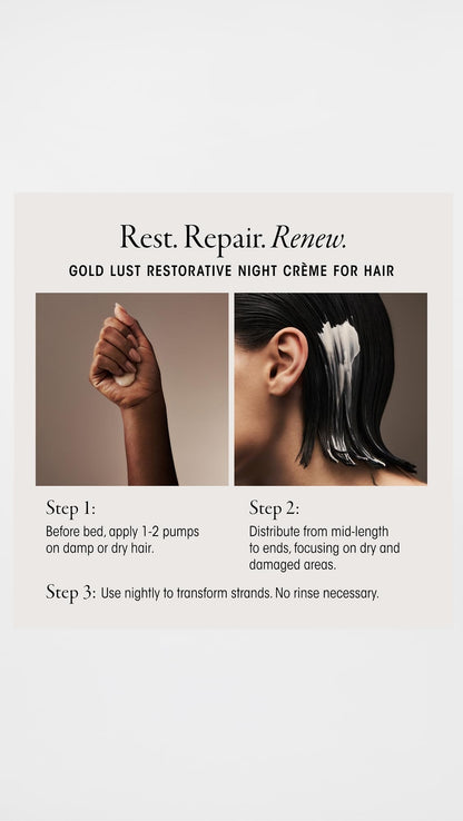 Oribe Gold Lust Restorative Night Cream for Hair | Overnight Repairing Leave-In Treatment | Strengthens, Smoothes, and Restores Softness for Healthier Hair
