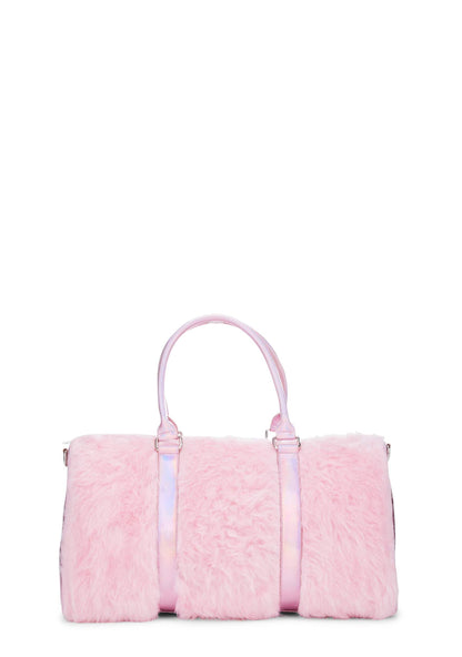 Dolls Kill Shagadelic Weekender by Sugar Thrillz - Pink Faux Fur Bag With Adjustable Straps, Perfect for Travel