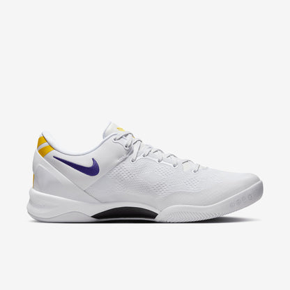 Kobe VIII Protro Basketball Shoes (HF9550-100, White/University Gold/Court Purple) Size 8