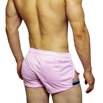 Men's Athletic Booty Short Shorts Running Gym Workout Training Bottom(M,Pink)