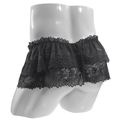 BTREEFLO Men's Sissy Lace Panties Double Layer Skirt Sissy Pouch Briefs Lingerie Sexy Underwear Thongs Black
