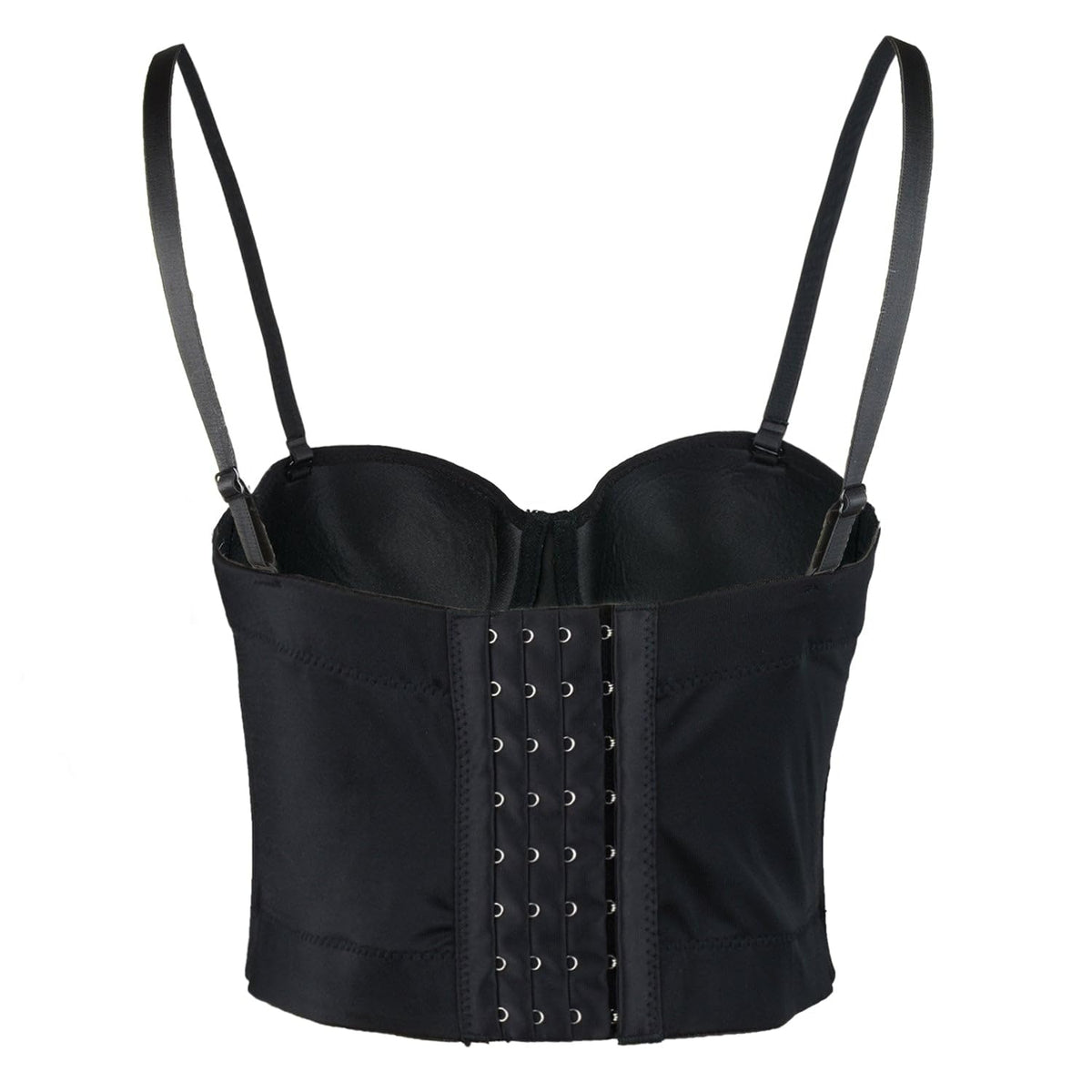 PU Leather Bustier Crop Top Gothic Punk Push Up Women's Corset Top Bra Black X-Large