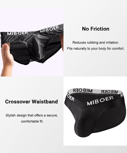 PAIZH Men's Sexy Bikini Briefs Low Rise Soft Lightweight Bulge Pouch Underwear Black L