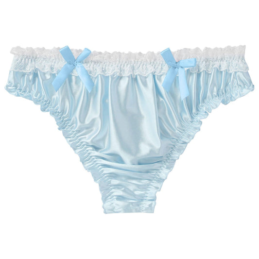 ABAFIP Men's Satin Thong Sissy Panties,Silky Crossdresser Lingerie Lace Bowknot Femboy Underwear