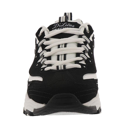 Skechers Sport womens D'lites Biggest Fan Memory Foam Lace-up Sneaker,Black/White,9.5 W US