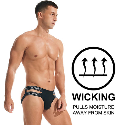 SKYSPER Men's Jock Strap Athletic Supporter For Men Sexy Jockstrap Male Underwear, Fc2-black, Small