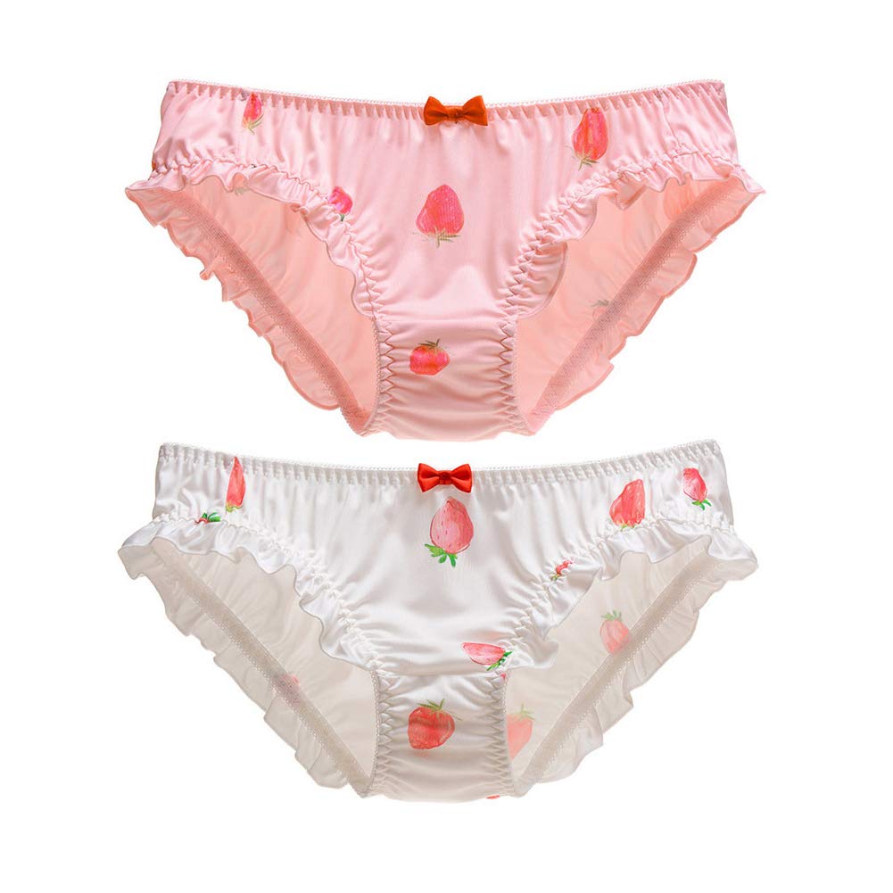 Joyralcos Japanese Stawberry Print Bikini Panties 2 Pack Briefs Cosplay Anime Underwear (Classic Style) - Sissy and Femboys