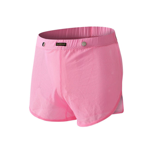 Mens Mesh See Through Shorts Ice Silk Boxer (Pink/White/Grey/Royalblue 4-Pack, M)