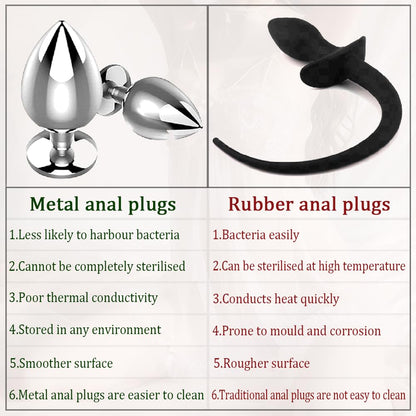 Butt Plug Fox Tail,Silver Blue Artificial Handmade Fox Tail,SM Props, Stainless Steel Anal Plug,Female Anal Expander,Cosplay Sex Toys-200CM Tail||2.8CM Butt Plug