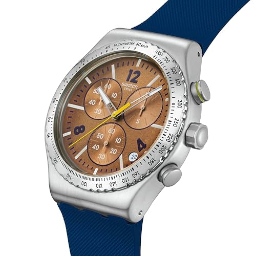 Swatch New Irony Chrono Unisex Dress Watch Stainless Steel Brown Quartz Water Resistant SIDEREAL Glow