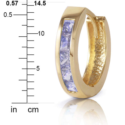 14k Solid Yellow Gold Huggie Hoop Wrap Cuffs Earrings with Stunning 0.95 CTW Princess Cut 10 pieces Natural Tanzanites - Perfect for Petite Ears Anniversary Birthday December Birthstone
