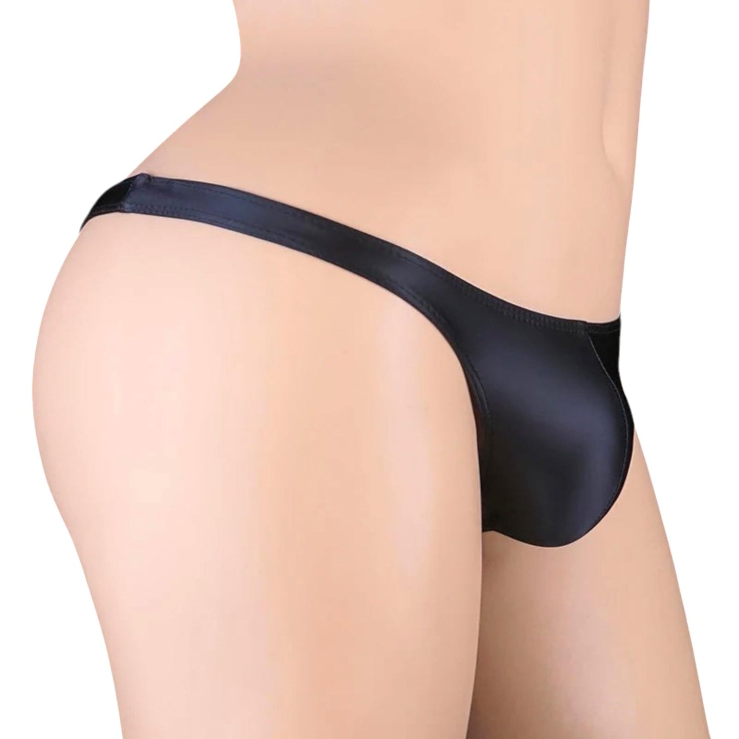 Men's Sissy Glossy Thong Panties, Femboy Panty Underwear Lingerie for Cross-dressers (US, Alpha, Large, X-Large, Regular, Regular, Black)