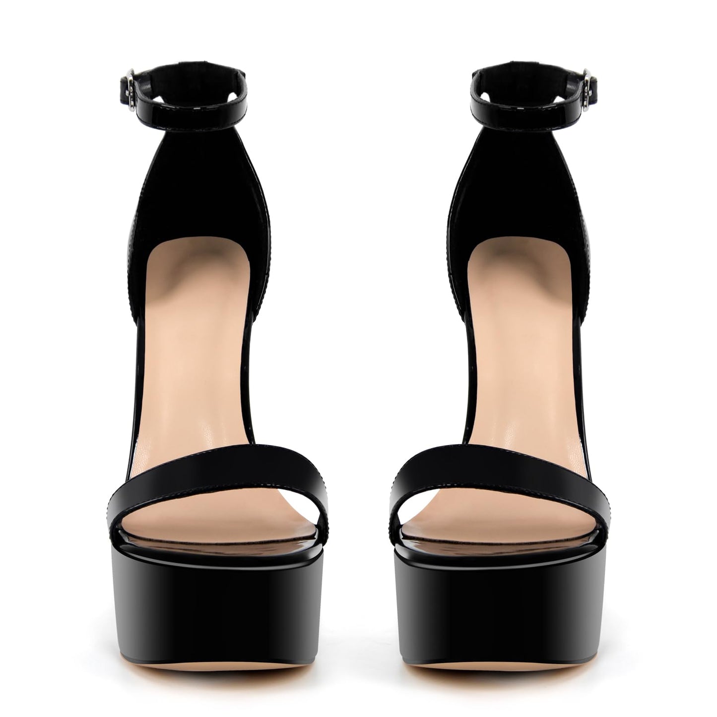 VERISSON Women's Studded Rivets Platform Heels Stiletto High Heel Ankle Strap Heeled Sandals for Women Party Dress Prom Shoes Black Size 12